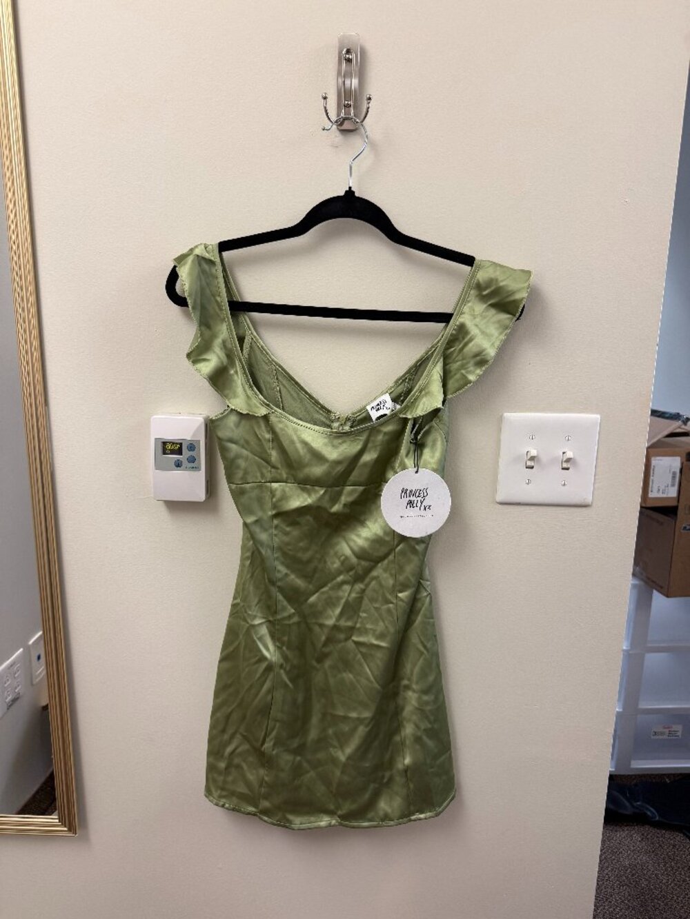NWT princess polly light green satin dress